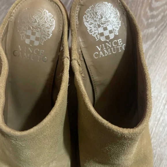 Vince Camuto Suede Slip-On Mules in Pale Yellow - Picture 4 of 7